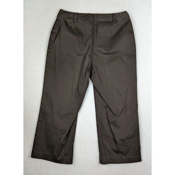 WORTHINGTON - WOMEN'S BROWN FLAT FRONT CROPPED CAPRI KHAKI CHINO PANTS - SIZE 12 - Picture 7 of 9